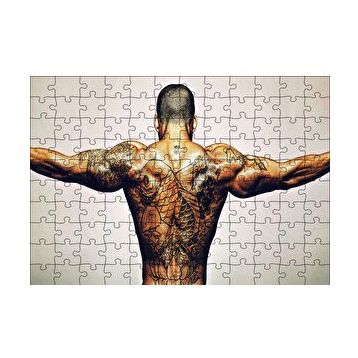 Cakapuzzle Dövmeli Adam ve Kasları 120 Parça Ahşap Puzzle