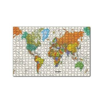 Cakapuzzle Dünya Haritası Sular Beyaz Renkte 120 Parça Ahşap Puzzle