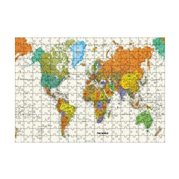 Cakapuzzle Dünya Haritası Sular Beyaz Renkte 120 Parça Ahşap Puzzle