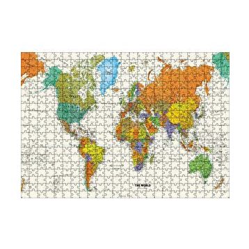Cakapuzzle Dünya Haritası Sular Beyaz Renkte 120 Parça Ahşap Puzzle