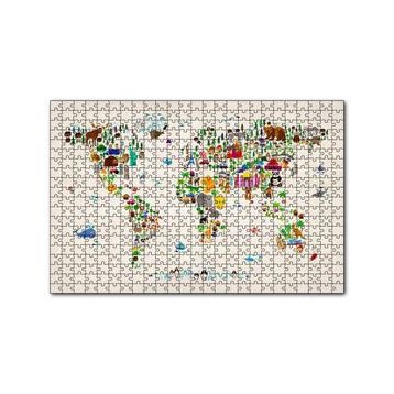 Cakapuzzle Dünya Haritası Ülkeler ve Simgeleri 120 Parça Ahşap Puzzle