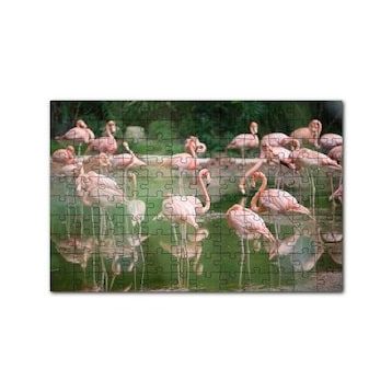 Cakapuzzle Durgun Gölde Beslenen Flamingolar 120 Parça Ahşap Puzzle