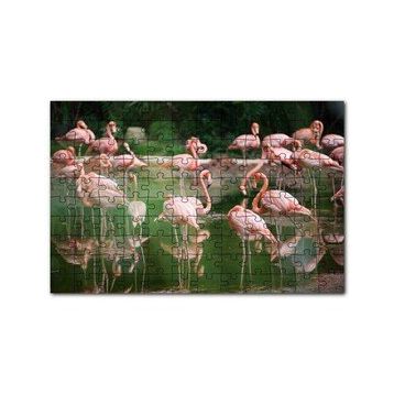 Cakapuzzle Durgun Gölde Beslenen Flamingolar 120 Parça Ahşap Puzzle