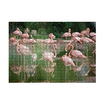 Cakapuzzle Durgun Gölde Beslenen Flamingolar 120 Parça Ahşap Puzzle