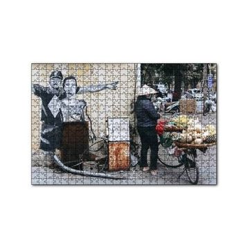 Cakapuzzle Duvar Boyama Adamlar ve Bisikletli Satıcı 120 Parça Ahşap Puzzle