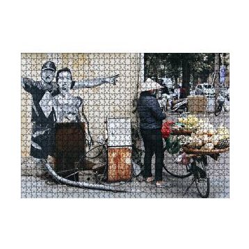 Cakapuzzle Duvar Boyama Adamlar ve Bisikletli Satıcı 120 Parça Ahşap Puzzle