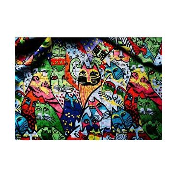 Cakapuzzle Duvar Boyama Rengarenk Kediler Çizim 120 Parça Ahşap Puzzle