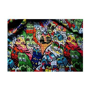 Cakapuzzle Duvar Boyama Rengarenk Kediler Çizim 120 Parça Ahşap Puzzle
