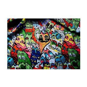 Cakapuzzle Duvar Boyama Rengarenk Kediler Çizim 120 Parça Ahşap Puzzle