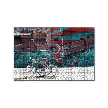 Cakapuzzle Duvar Boyama ve Önünde Bisikletler 120 Parça Ahşap Puzzle
