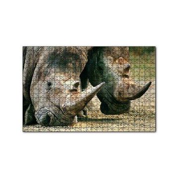Cakapuzzle Efsanevi Gergedanlar Yakın Çekim 120 Parça Ahşap Puzzle