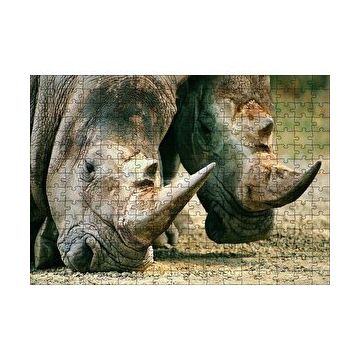 Cakapuzzle Efsanevi Gergedanlar Yakın Çekim 120 Parça Ahşap Puzzle