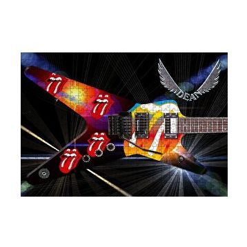 Cakapuzzle Elektrogitar Kırmızı Dudaklar ve Dil 120 Parça Ahşap Puzzle