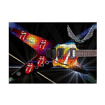 Cakapuzzle Elektrogitar Kırmızı Dudaklar ve Dil 120 Parça Ahşap Puzzle