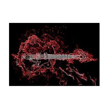 Cakapuzzle Elektrogitar ve Kırmızı Alevler 120 Parça Ahşap Puzzle