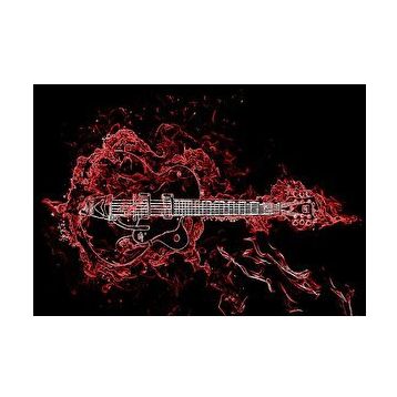 Cakapuzzle Elektrogitar ve Kırmızı Alevler 120 Parça Ahşap Puzzle