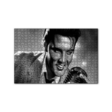 Cakapuzzle Elvis Presley Siyah Beyaz Çizim 120 Parça Ahşap Puzzle