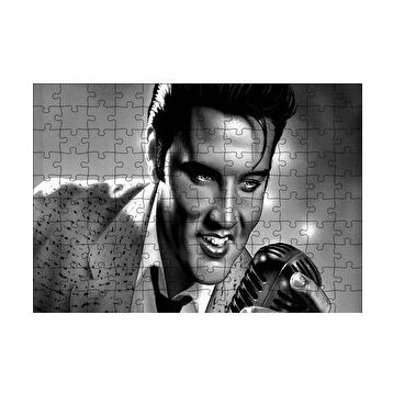 Cakapuzzle Elvis Presley Siyah Beyaz Çizim 120 Parça Ahşap Puzzle
