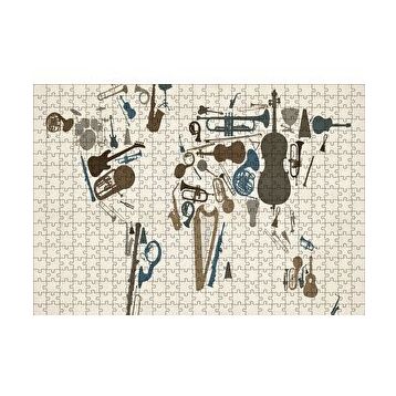 Cakapuzzle Enstrümanlardan Oluşan Dünya Haritası 120 Parça Ahşap Puzzle