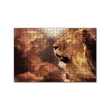 Cakapuzzle Erkek Aslan Yelesi ve Aynı Renk Bulutlar 120 Parça Ahşap Puzzle