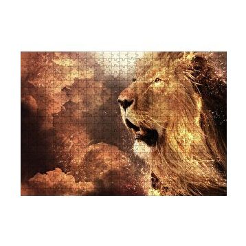 Cakapuzzle Erkek Aslan Yelesi ve Aynı Renk Bulutlar 120 Parça Ahşap Puzzle