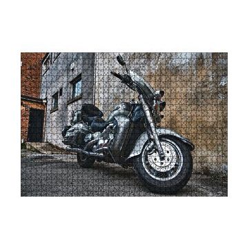 Cakapuzzle Eski Binalar ve Harley Davidson 120 Parça Ahşap Puzzle