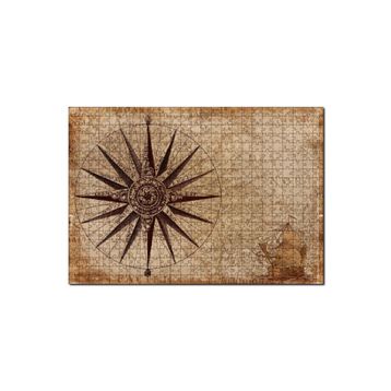 Cakapuzzle Eski Dünya Haritası Üzerinde Pusula 120 Parça Ahşap Puzzle