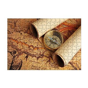 Cakapuzzle Eski Harita Fermanlar ve Pusula 120 Parça Ahşap Puzzle