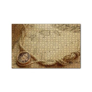 Cakapuzzle Eski Harita Keten Halat ve Pusula 120 Parça Ahşap Puzzle