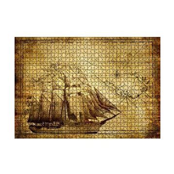 Cakapuzzle Eski Harita Üzerinde Yelkenli Gemi 120 Parça Ahşap Puzzle