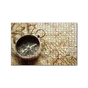 Cakapuzzle Eski Harita ve Üzerinde Pusula 120 Parça Ahşap Puzzle