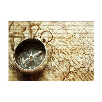 Cakapuzzle Eski Harita ve Üzerinde Pusula 120 Parça Ahşap Puzzle