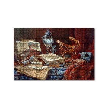 Cakapuzzle Eski Kitaplar Kum Saati Dürbün ve Usturlab 120 Parça Ahşap Puzzle