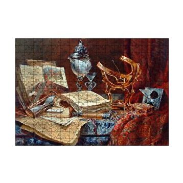 Cakapuzzle Eski Kitaplar Kum Saati Dürbün ve Usturlab 120 Parça Ahşap Puzzle