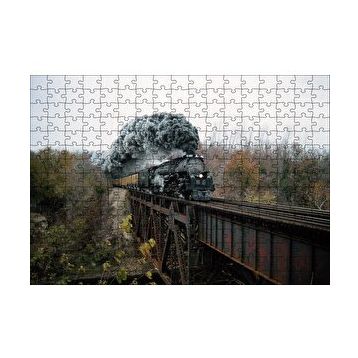 Cakapuzzle Eski Köprü ve Buharlı Kara Tren 120 Parça Ahşap Puzzle
