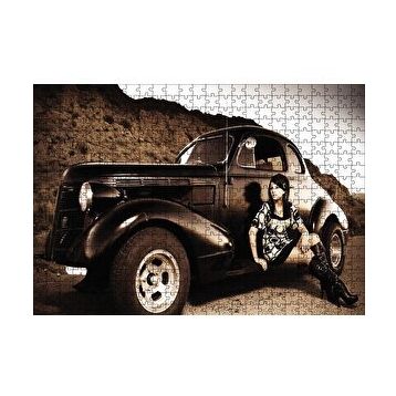 Cakapuzzle Eski Model Araba ile Kız 120 Parça Puzzle