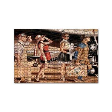 Cakapuzzle Eski Uçak Pilotlar ve Kadın Yolcular 120 Parça Ahşap Puzzle