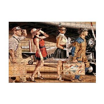 Cakapuzzle Eski Uçak Pilotlar ve Kadın Yolcular 120 Parça Ahşap Puzzle