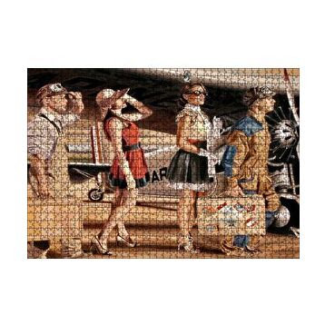 Cakapuzzle Eski Uçak Pilotlar ve Kadın Yolcular 120 Parça Ahşap Puzzle