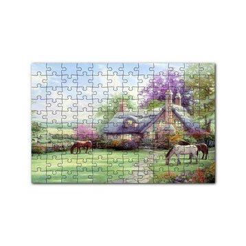 Cakapuzzle Evi ve Atlar Doğa 120 Parça Ahşap Puzzle