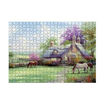 Cakapuzzle Evi ve Atlar Doğa 120 Parça Ahşap Puzzle