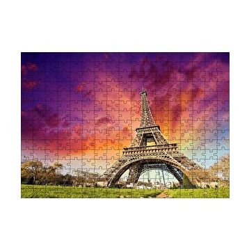 Cakapuzzle Eyfel Kulesi Gün Batımı Turuncu Kırmızı 120 Parça Ahşap Puzzle