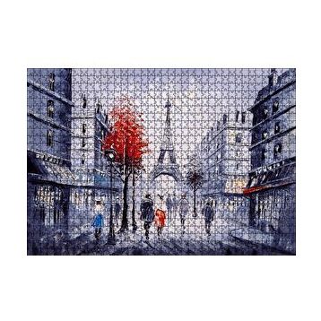 Cakapuzzle Eyfel Kulesi ve Paris Sokaklarında İnsanlar 120 Parça Ahşap Puzzle