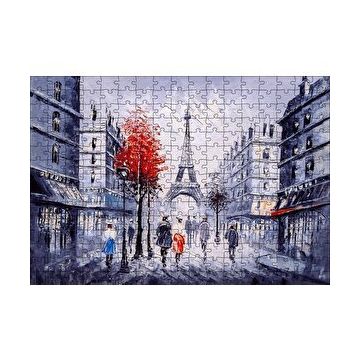 Cakapuzzle Eyfel Kulesi ve Paris Sokaklarında İnsanlar 120 Parça Ahşap Puzzle