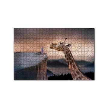 Cakapuzzle Fantastik Dev Zürafa ve Küçük Çocuk 120 Parça Ahşap Puzzle