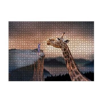 Cakapuzzle Fantastik Dev Zürafa ve Küçük Çocuk 120 Parça Ahşap Puzzle
