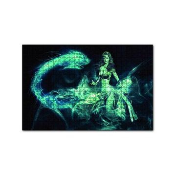 Cakapuzzle Fantastik Svaşçı Kadın Ejderha 120 Parça Ahşap Puzzle