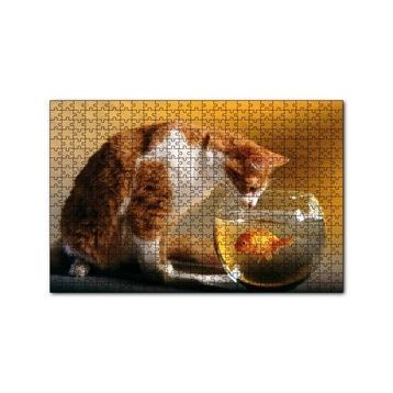 Cakapuzzle Fanustaki Balık ve İzleyen Kedi 120 Parça Ahşap Puzzle