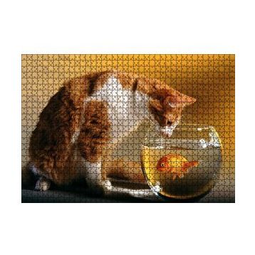 Cakapuzzle Fanustaki Balık ve İzleyen Kedi 120 Parça Ahşap Puzzle