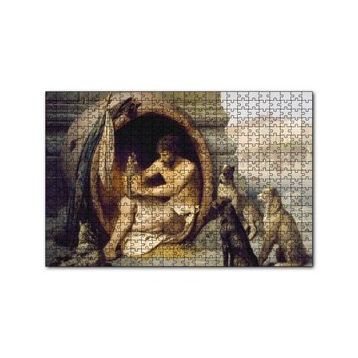 Cakapuzzle Fıçının İçindeki Diogenes ve Köpekler 120 Parça Ahşap Puzzle